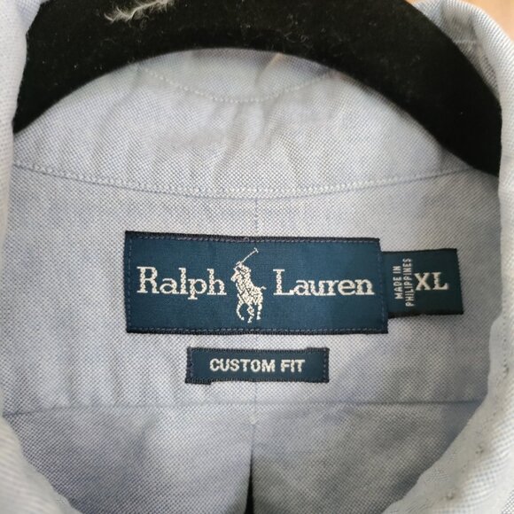 Ralph Lauren Blue Long Sleeve Cotton Custom Fit Button Down Color Pony Cotton XL - Picture 3 of 11